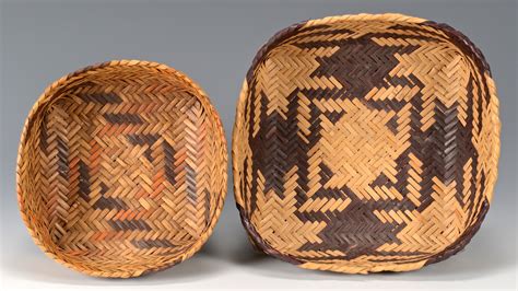 Lot 522 2 Cherokee Double Weave Cane Baskets