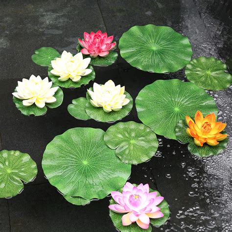 Navadeal Pack Of 9 Artificial Floating Foam Lotus Leaves Water Lily