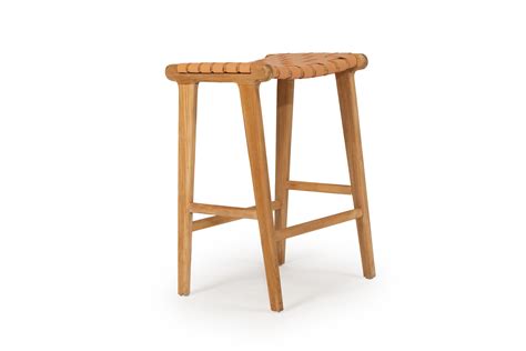 Natural Woven Leather Saddle Stool The Gilded Pear Online Shopping
