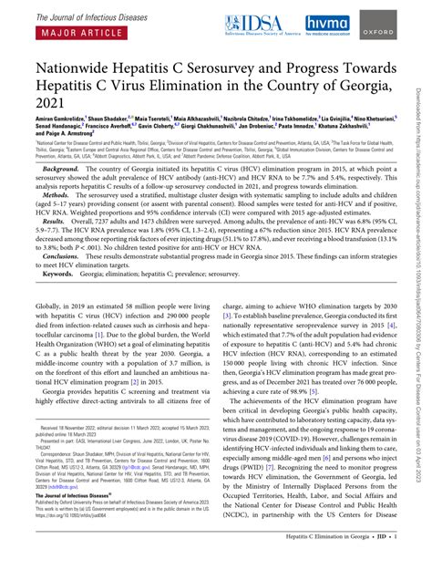 Pdf Nationwide Hepatitis C Serosurvey And Progress Towards Hcv