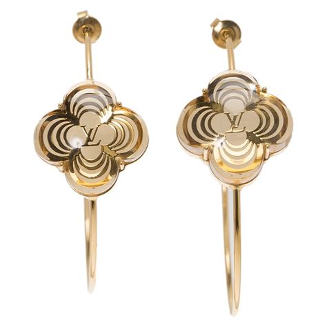 Solid 14k yellow gold thin endless hoop earrings two pair set 10mm and 12mm. Louis Vuitton A la Folie Gold Tone Hoop Earrings Louis Vuitton | TLC