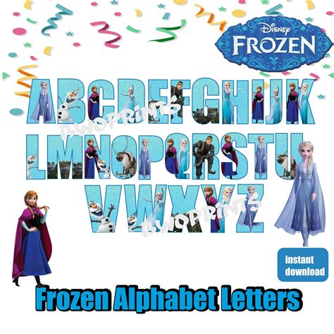 Frozen Alphabet Font Clipart Frozen Alphabet Frozen Letter Etsy