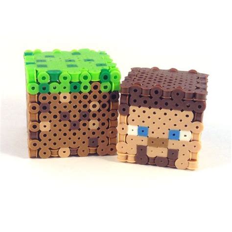 Minecraft Inspired 3d Block Set Etsy Basteln Bügelperlen Minecraft