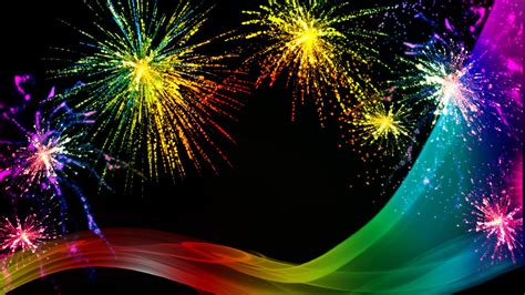 Rainbow Fireworks Celebration Colorful Abstract Image With High