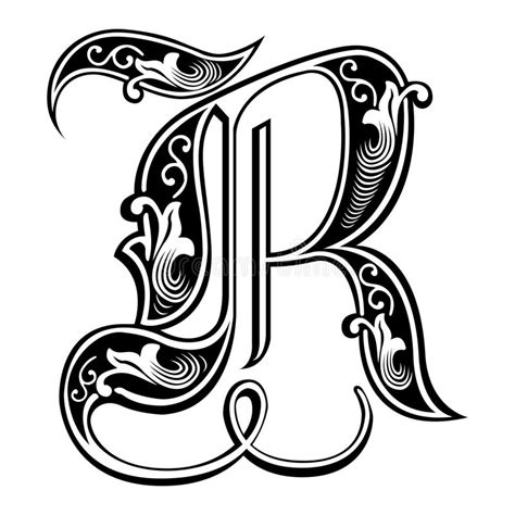 Garnished Gothic Style Font Letter R Stock Vector Illustration Of