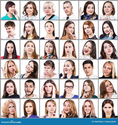 Portrait Collage Of Many Smiling Faces Stock Photo Image Of Senior