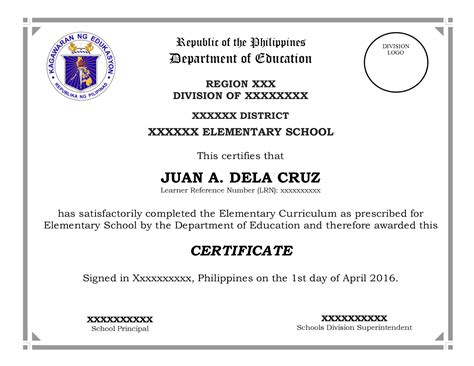 Deped Certificate Of Recognition Template Free Download Template Card