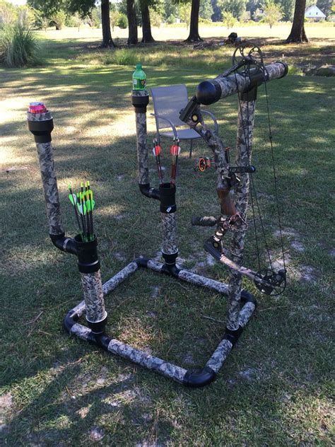 Diy 2 Pvc Bowstand With Drink Holders And 3 Pvc Arrow Quivers To Hold