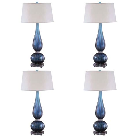Vintage Murano Aqua Blue Glass Brass Lucite Table Lamp A Pair At 1stdibs Vintage Blue Glass