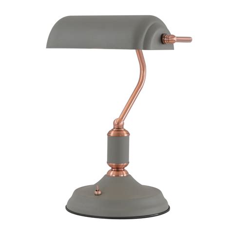 Pluto Table Lamp With Toggle Switch Sand Grey Copper Moonlight Design