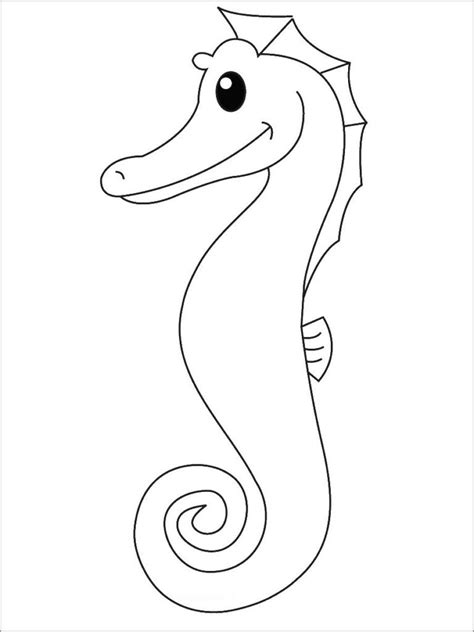 Easy Seahorse Coloring Page Coloringbay