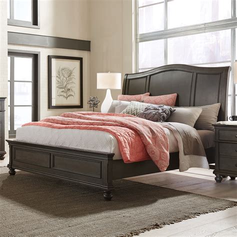 Oxford Queen Sleigh Bed Peppercorn I07 400402403 Pep By Aspen Home