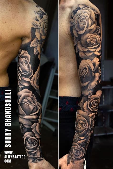 Rose Sleeve Tattoos Designs