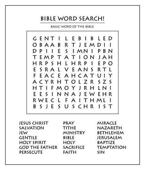 Free Printable Bible Word Search