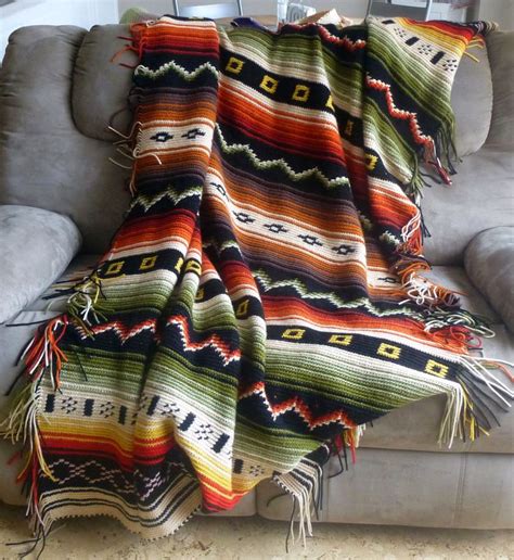 Native Indian Style Blanket Crocheted By Christel From A Pattern