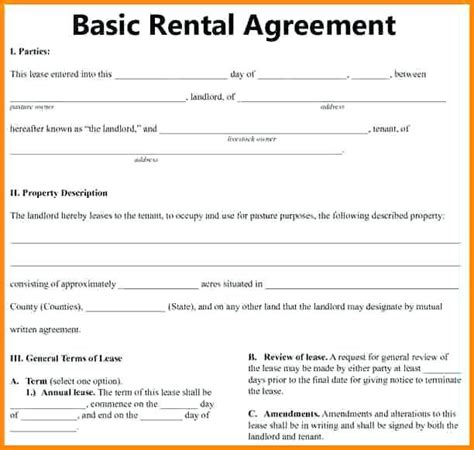 Free Printable Basic Rental Agreement Fillable Printable Templates
