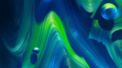Wallpaper Waves Flow Stream Colorful Blue Green Hd