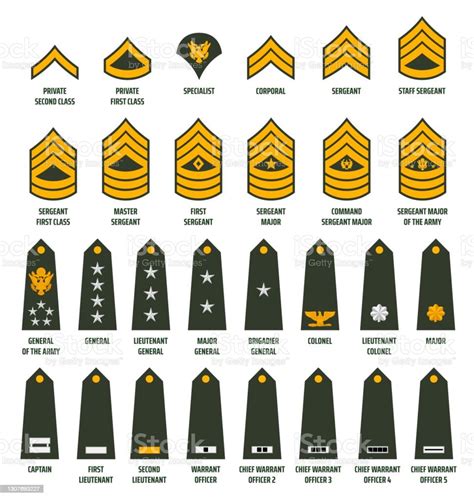 Usa Army Enlisted Ranks Chevrons With Insignia Stock Illustration