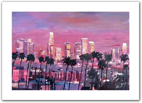 Art Wall Los Angeles Golden Skyline Unwrapped Canvas
