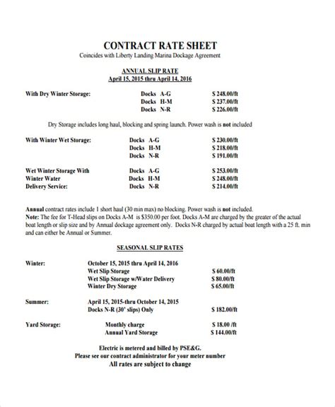 28 Rate Sheet Templates Word Excel Pdf Document Download