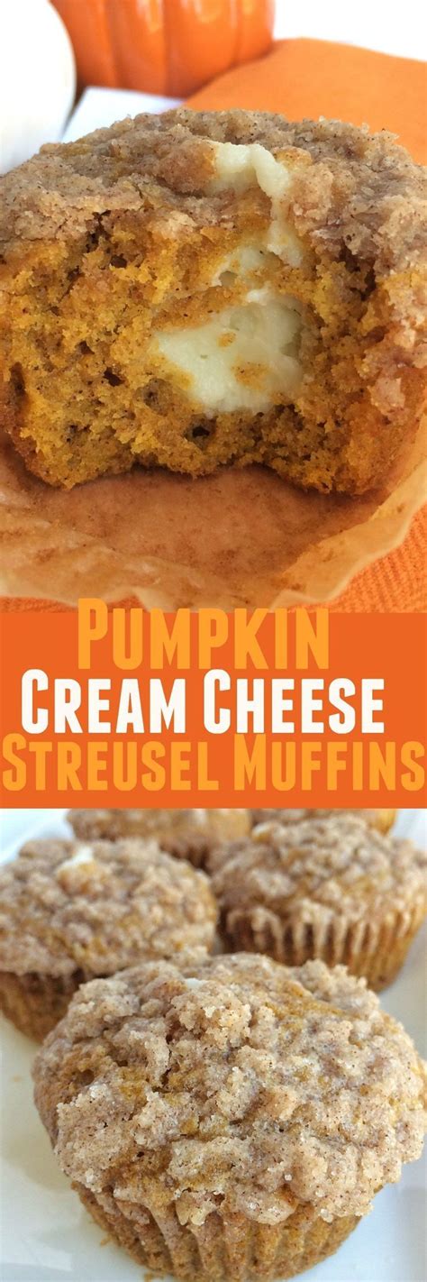 Pumpkin Spice Muffins With A Sweet Cheesecake Center And Topped With A