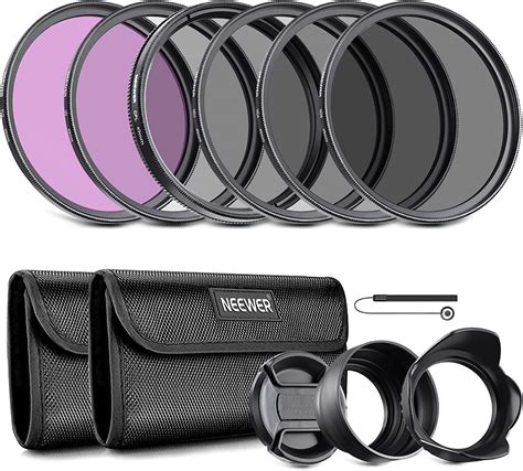 Neewer 49mm Lens Filter Kit Uv Cpl Fld Nd2 Nd4 Nd8 Lens Hood And