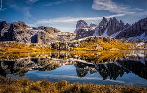 Wallpaper Mountains Lake Reflection Italy Italy The Dolomites