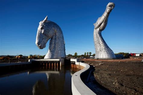 The Kelpies A Pair Of Massive Stainless Steel Horse Head Sculptures In