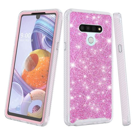 For Lg Stylo 6 Glitter Phone Case Dual Layer Full Body Rugged Clear