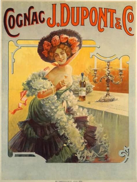 French Cognac Vintage Poster For J Dupont And Co By V Bocchino 1890s