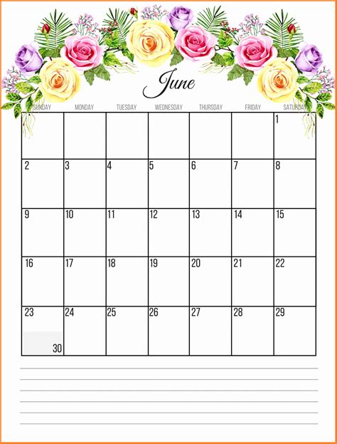 Cute June 2019 Calendar Printable For Kids