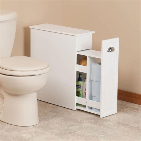 Oakridge Slim Bathroom Storage Cabinet With Slide Out Shelf And Hinged