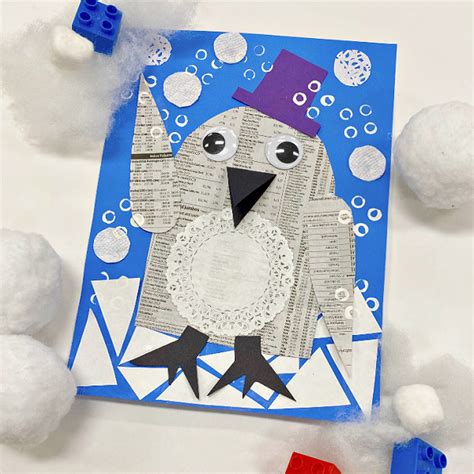 Whimsical Winter Newspaper Penguin Craft Fantastic Fun And Learning