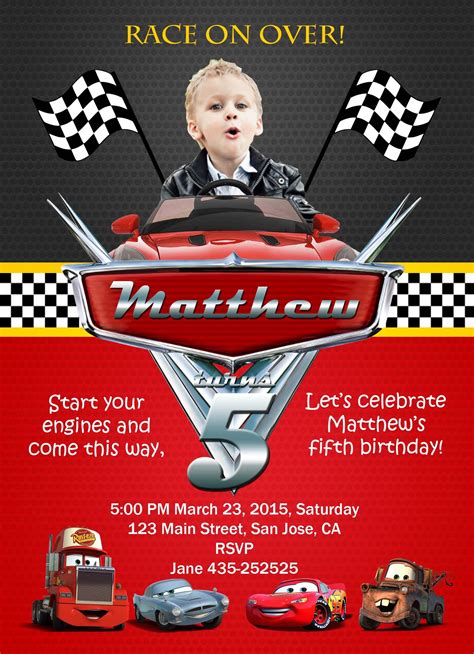 Disney Cars Birthday Invitation Card For More Birthday Cards Please Visit W Cars