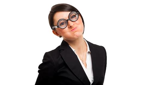 Premium Photo Funny Portrait Of A Nerd Woman Wearing Nerd Glasses