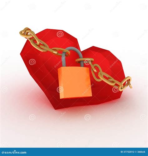 Red Heart Locked With Chain Love Concept The Idea Of Valentine S Day
