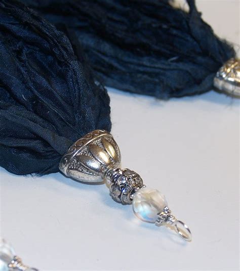 Tassel Pendant Charcoal Navy Silk Bohemian Tassel Pendant Etsy Canada Fiber Jewelry Tassel