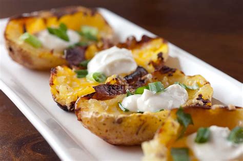 You can also embellish these by adding a whole heap of fresh herbs (up to 1/2 cup each of chopped parsley and basil) and some toasted pine nuts, too. Yukon Gold Potato Skins - Life's Ambrosia