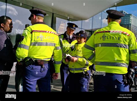 dutch police officers attend security diisposal on the occasion of the g7 in amsterdam