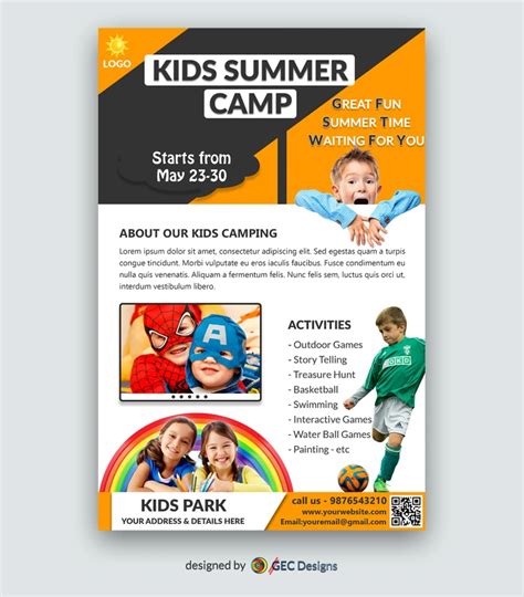 Sporty Fun Kids Summer Camp Flyer Template Gec Designs