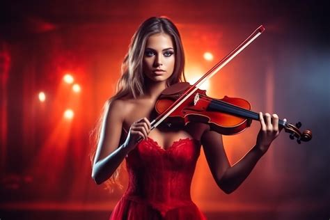 Premium Ai Image Woman Artist Playing Violin