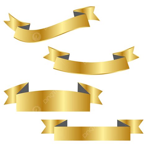 Ribbon Set Vector Hd Png Images Set Of Golden Ribbon Png Golden