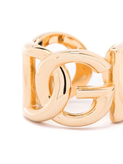 Dolce And Gabbana Chunky Logo Ring In Gold Modesens
