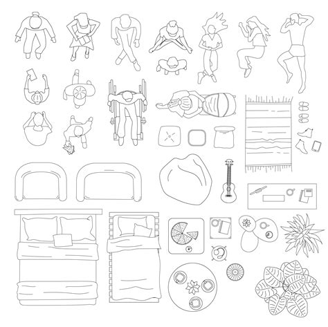 Vector People And Furniture From Above Top View Download Vector