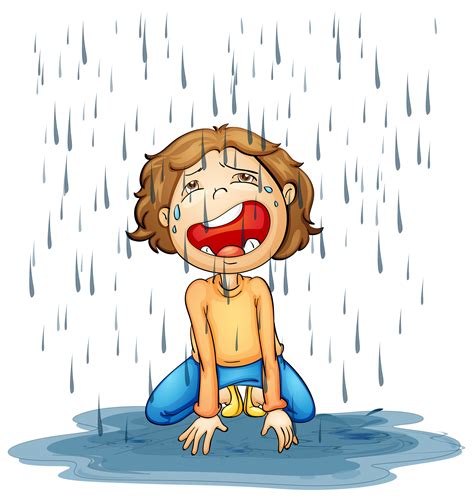 Boy Crying In The Rain 446528 Vector Art At Vecteezy
