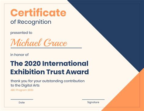 Modern Certificate Of Recognition Template Within