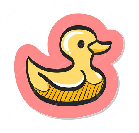 Icono De Pato De Goma Dibujado A Mano En La Ilustración De Vector De