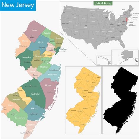Mapa De Nueva Jersey Vector Premium