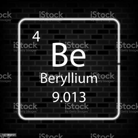 Simbol Neon Berilium Unsur Kimia Dari Tabel Periodik Ilustrasi Vektor