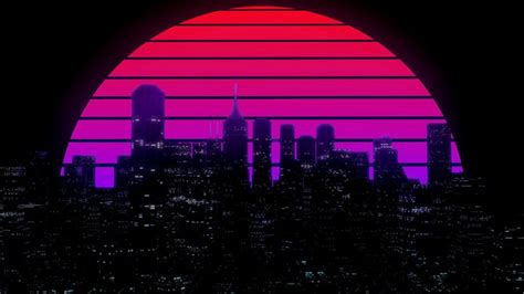Synth Wave Background ~ Retro Wave Skyline Electro Wallpapers Buildings